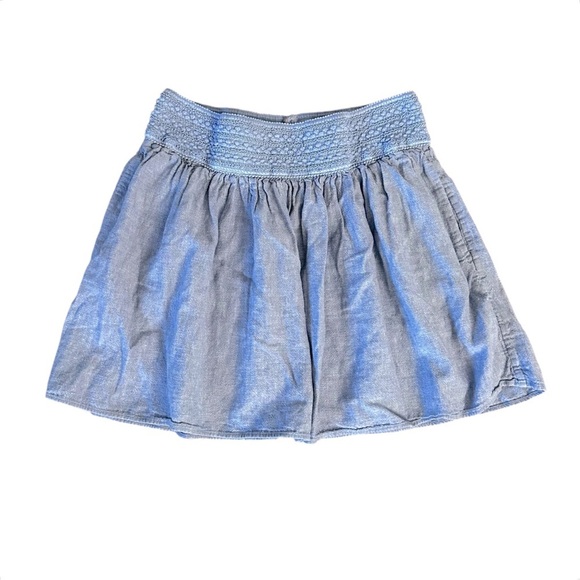 J. Crew Smocked Denim Chambray Skirt With Pockets L - Picture 4 of 9